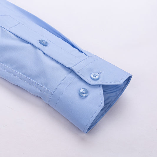 Rugalmas hosszú ujjú világos kék karcsúsított férfi ing