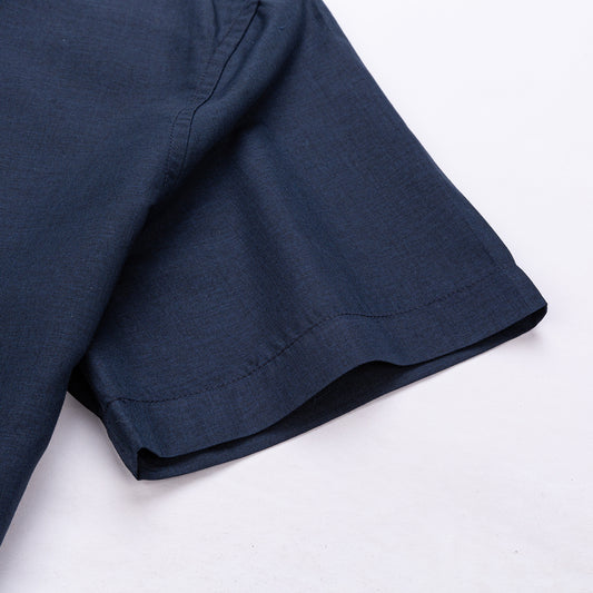 Rövid ujjú sötét kék karcsúsított férfi ing