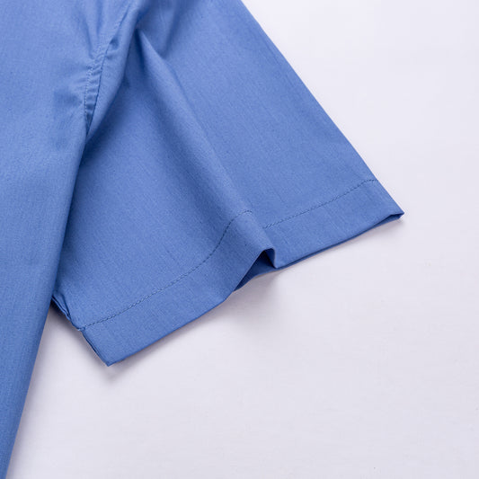 Rövid ujjú kék karcsúsított férfi ing