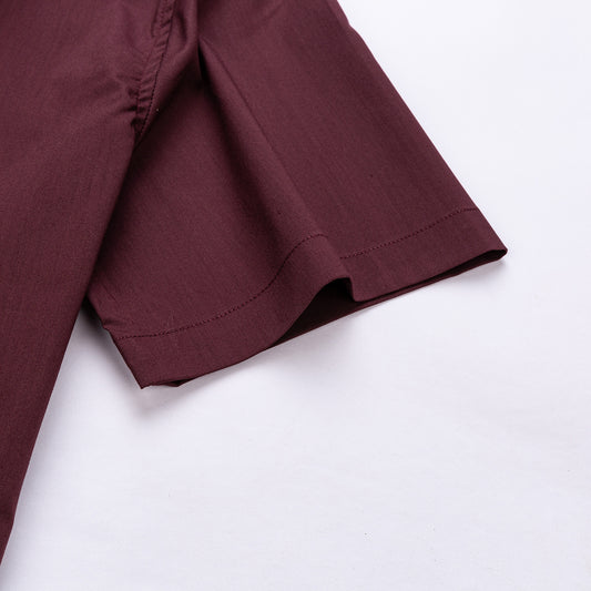 Rövid ujjú bordó karcsúsított férfi ing