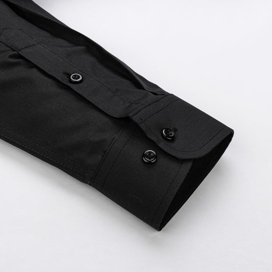 hosszú ujjú egyszínű fekete slim fit férfi inget
