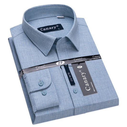 világos kék színű lenvászon férfi slim fit ing, tökéletes irodai es casual összeallításokhoz