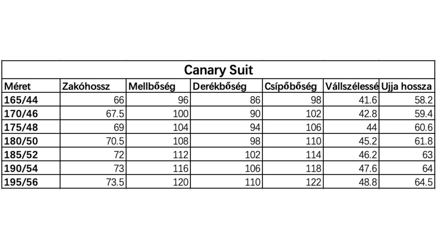 Fekete férfi öltöny méret táblázat