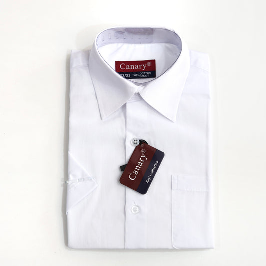 Klasszik szabású kid fiú fehér gyerek rövid ujjú ing, kedvező áron Canary shirt