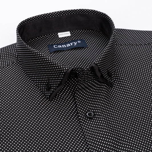 Fekete pöttyös extra méretű férfi Slim fit ing