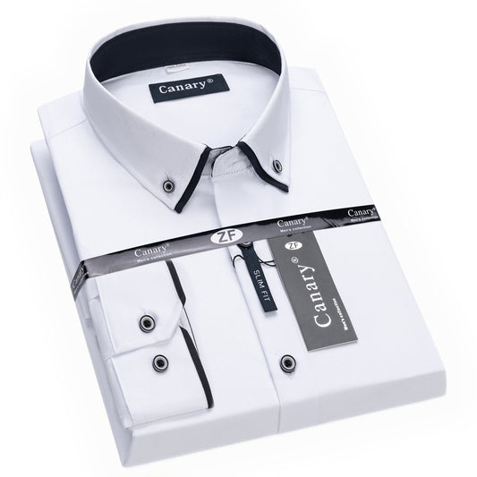 Elegán férfi hosszú ujjú fehér ing slim Fit - Canary Shirt