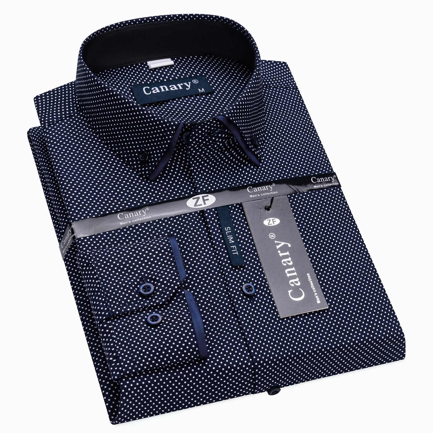 Hosszú ujjú pöttyös karcsúsított férfi ing