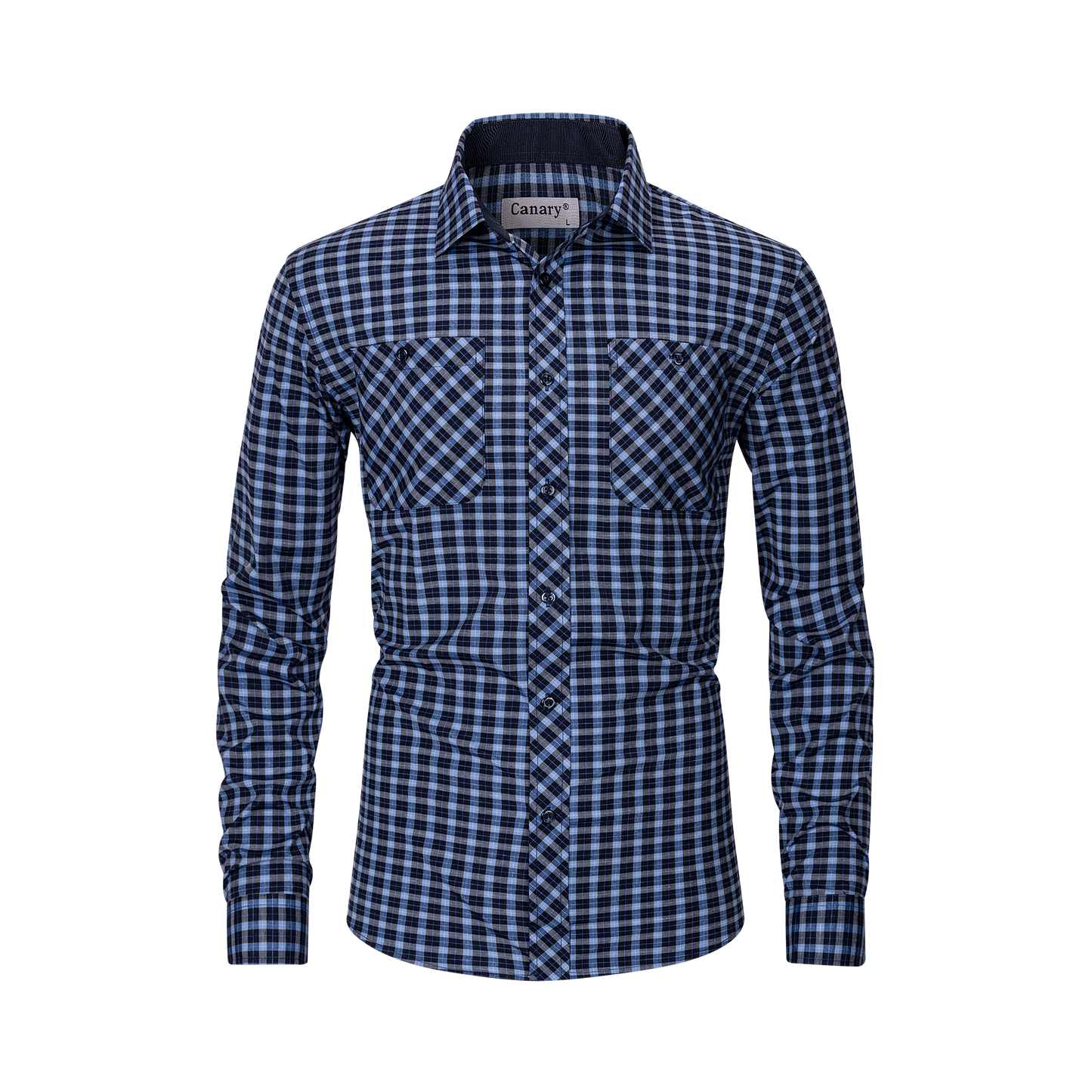 Canary rugalmas slim fit kockás férfi ing – hosszú ujjú előlnézet