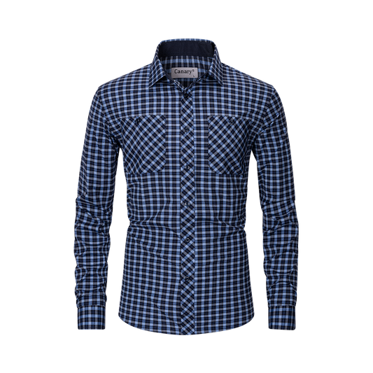Canary rugalmas slim fit kockás férfi ing – hosszú ujjú előlnézet
