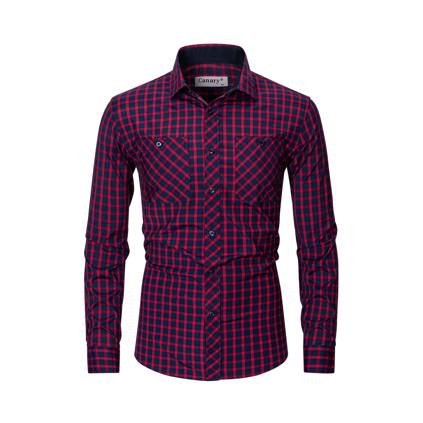 Canary Slim fit férfi kockás ing, streches bordó kockás ing