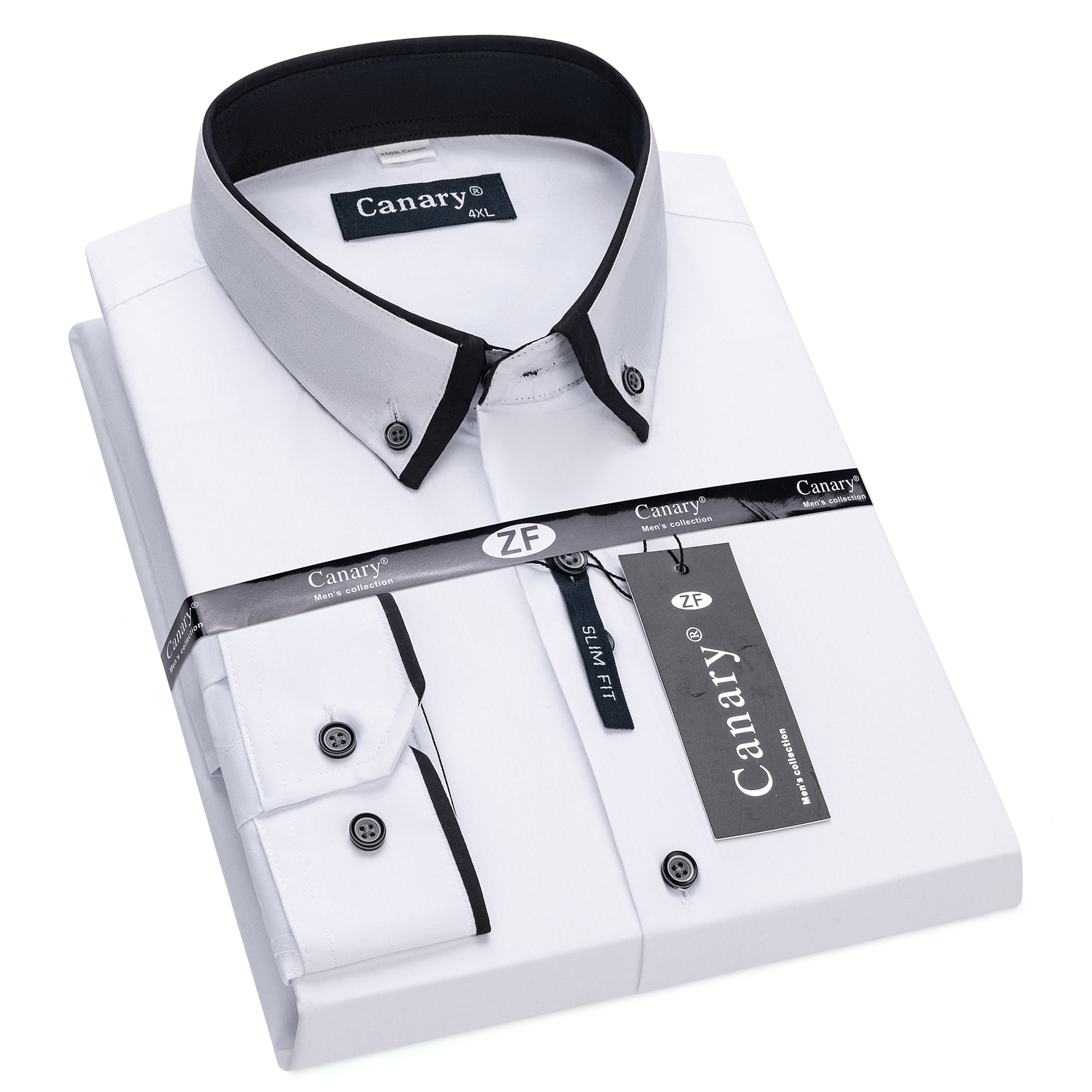 elegáns fehér slim fit hosszú ujjú Canary ing