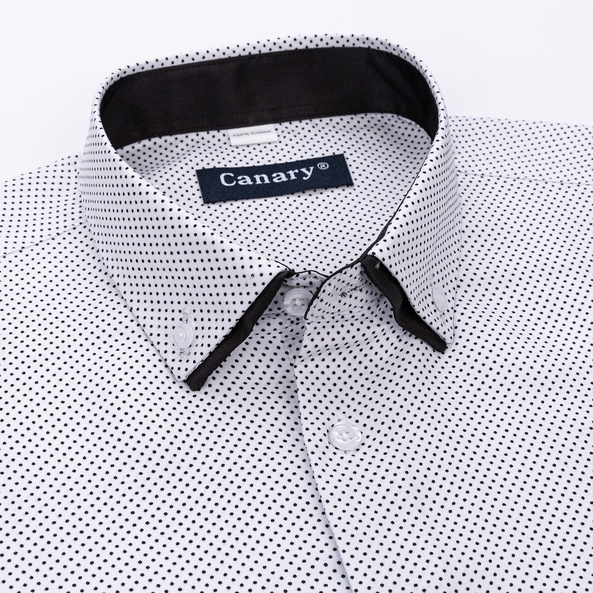 fehér pöttyös slim fit férfi ing - Canary Shirt