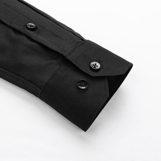 fekete férfi Slim Fit Rugalmas ing mandzsetta részlet