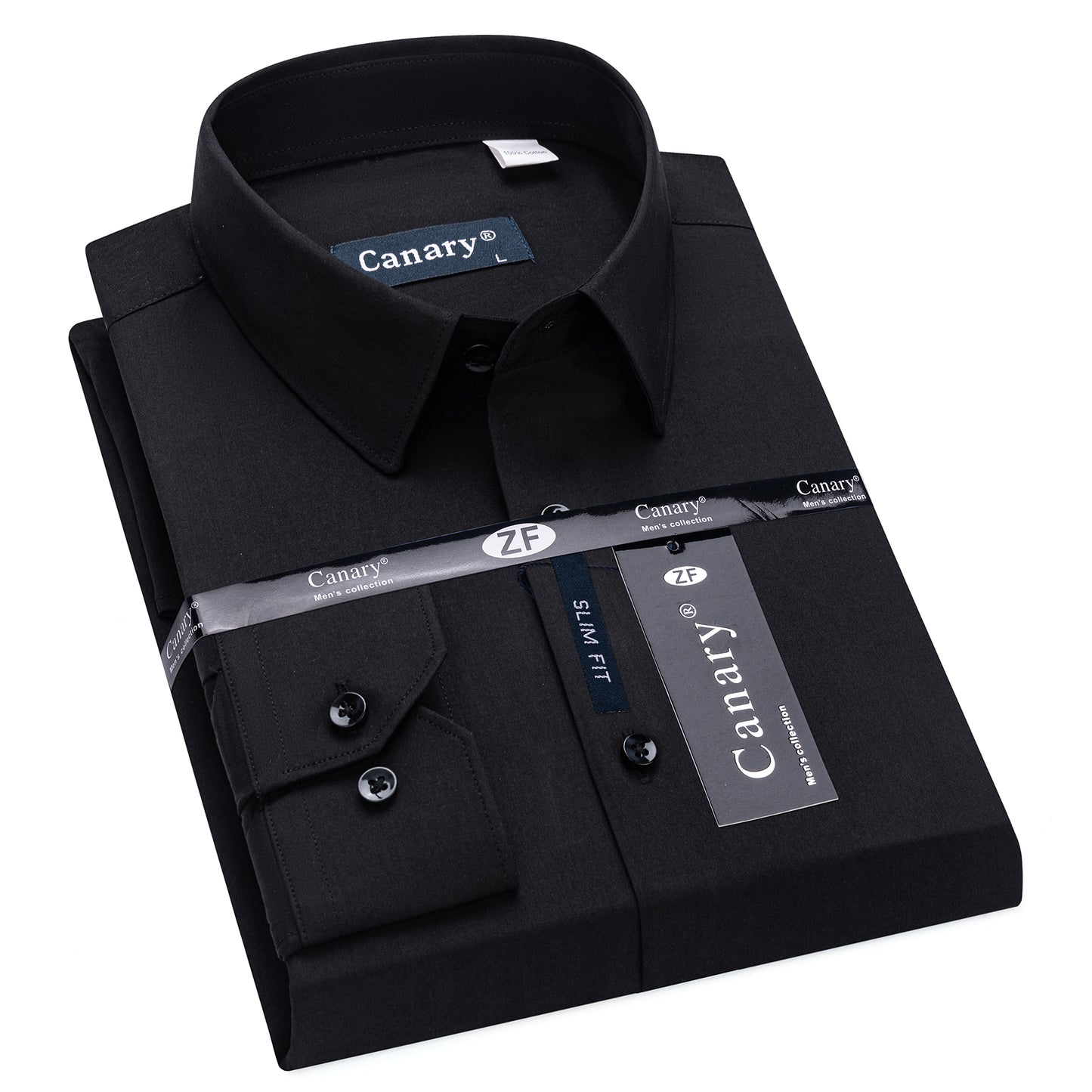 Rugalmas hosszú ujjú fekete karcsúsított férfi ing