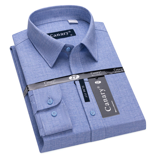 kék színű lenvászon hosszú ujju férfi slim fit ing, tökéletes irodai es casual összeallításokhoz