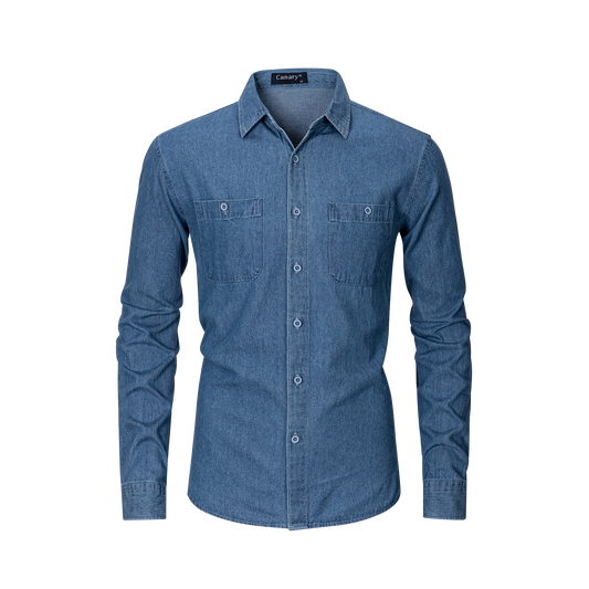 Ez egy kék hosszú ujjú férfi ing minden alkalmakra 