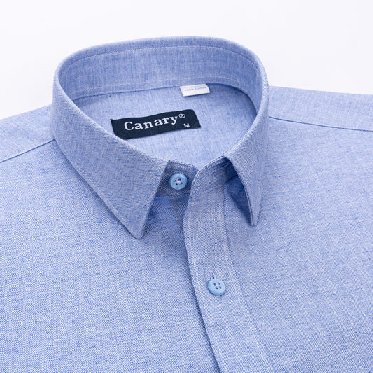 Kék színű lenvászon férfi slim fit ing, tökéletes irodai es casual osszeallitasokhoz.