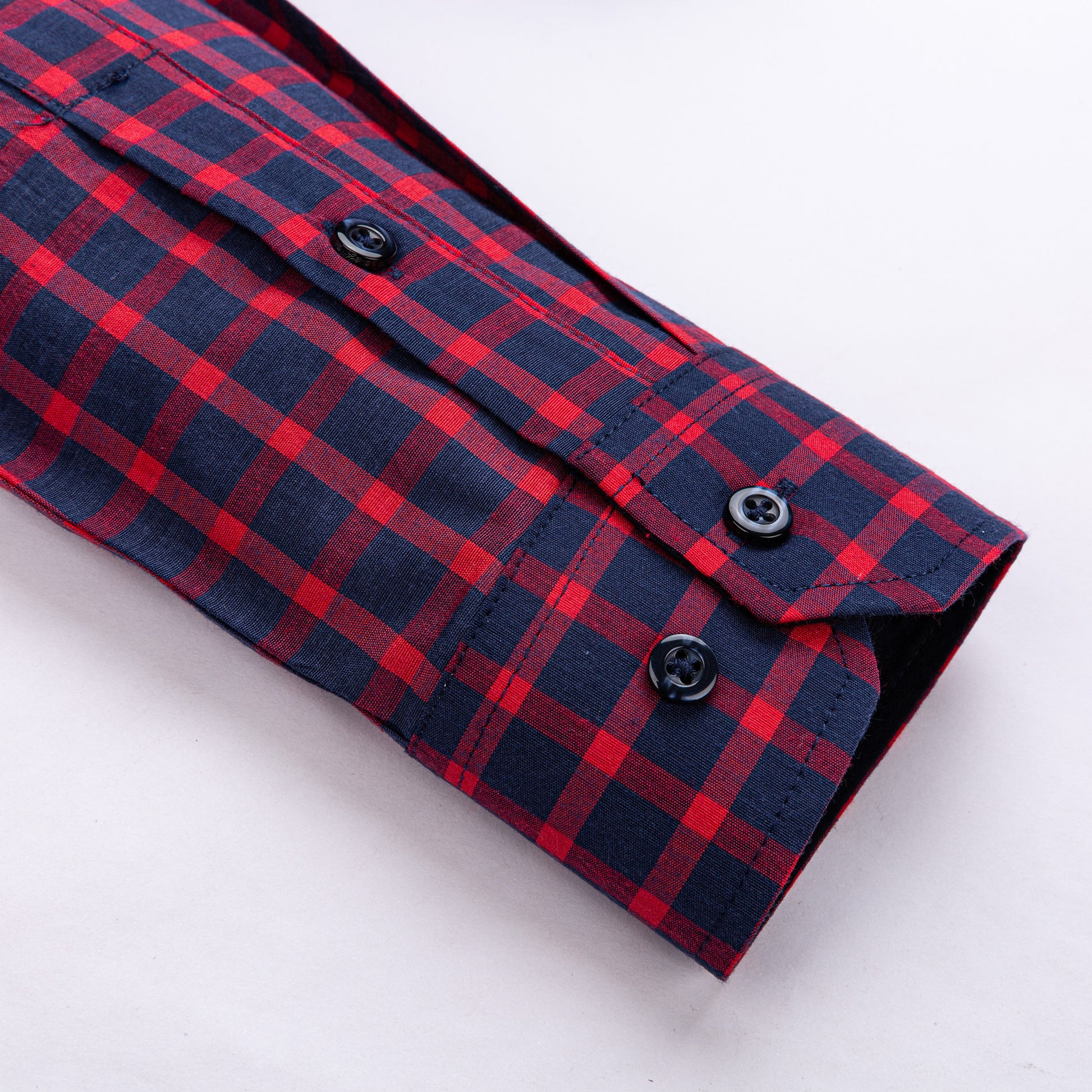 Bordó és kék kockás hosszú ujjú férfi ing elegáns alkalmakra