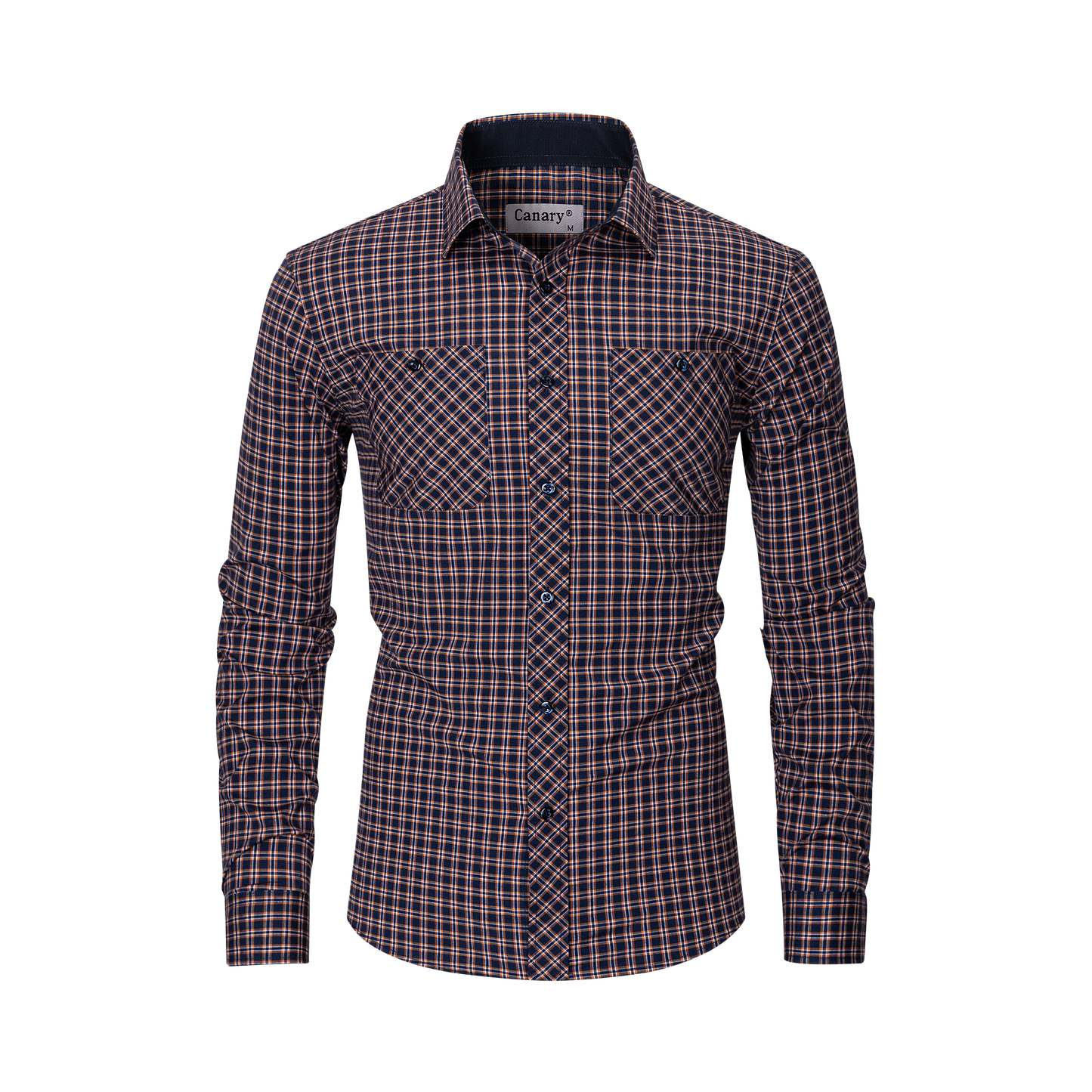 Prérium minőségi barna slim fit kockás férfi ing