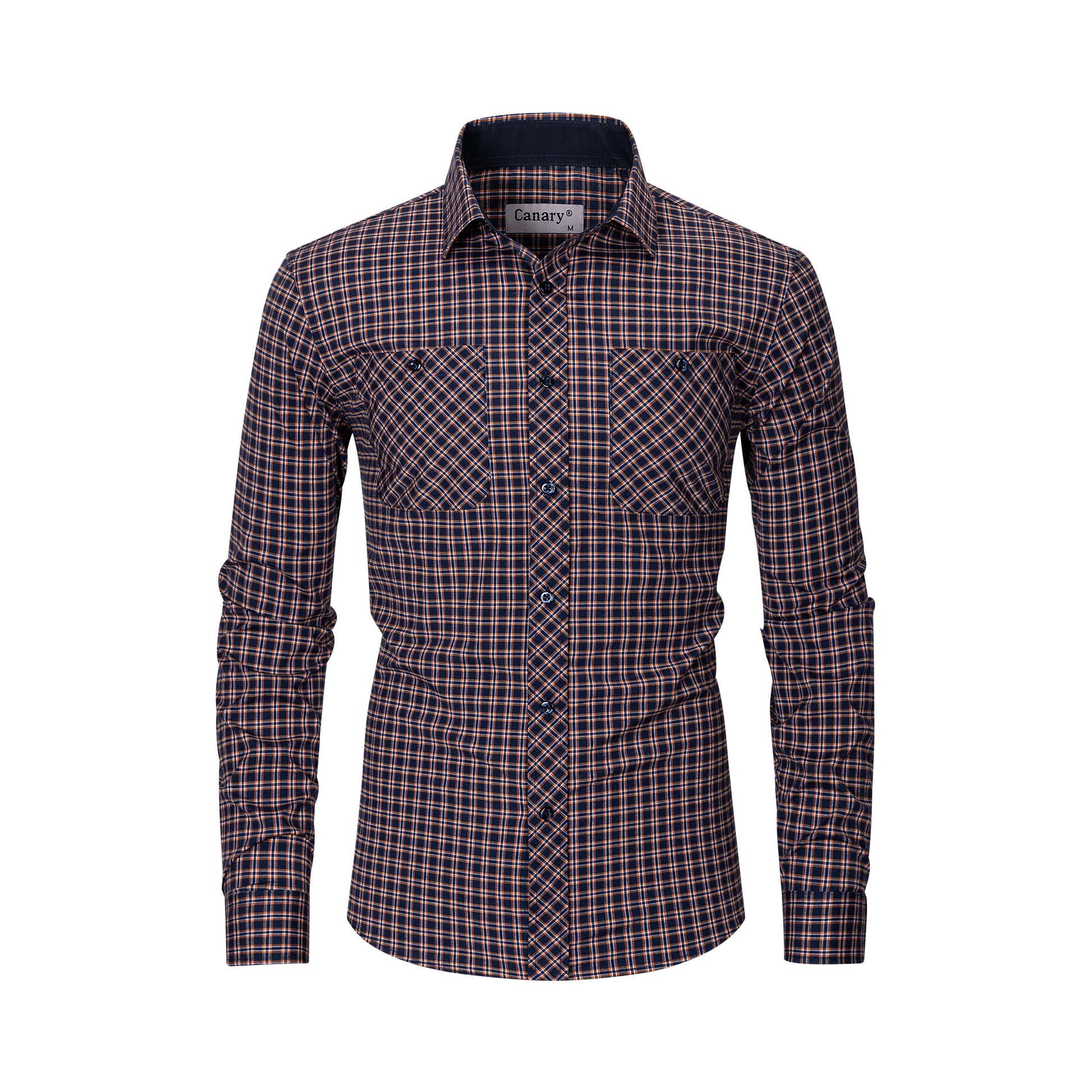 Prérium minőségi barna slim fit kockás férfi ing