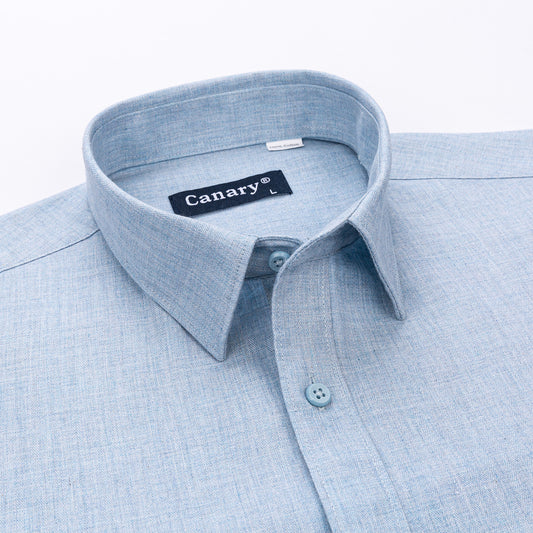 Világos kék férfi slim fit ing, lenvászon, business casual stílus - Canary Shirt