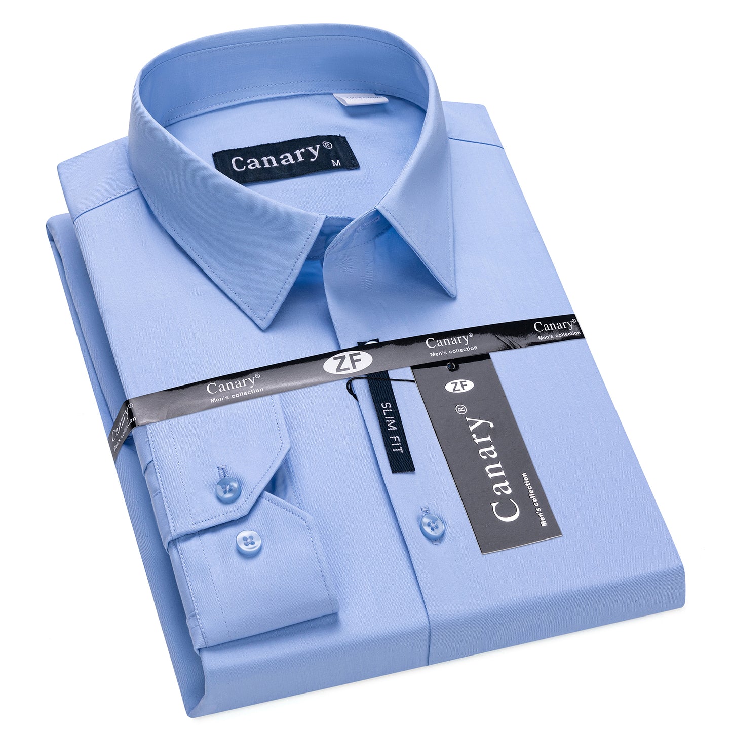 Rugalmas hosszú ujjú világos kék karcsúsított férfi ing