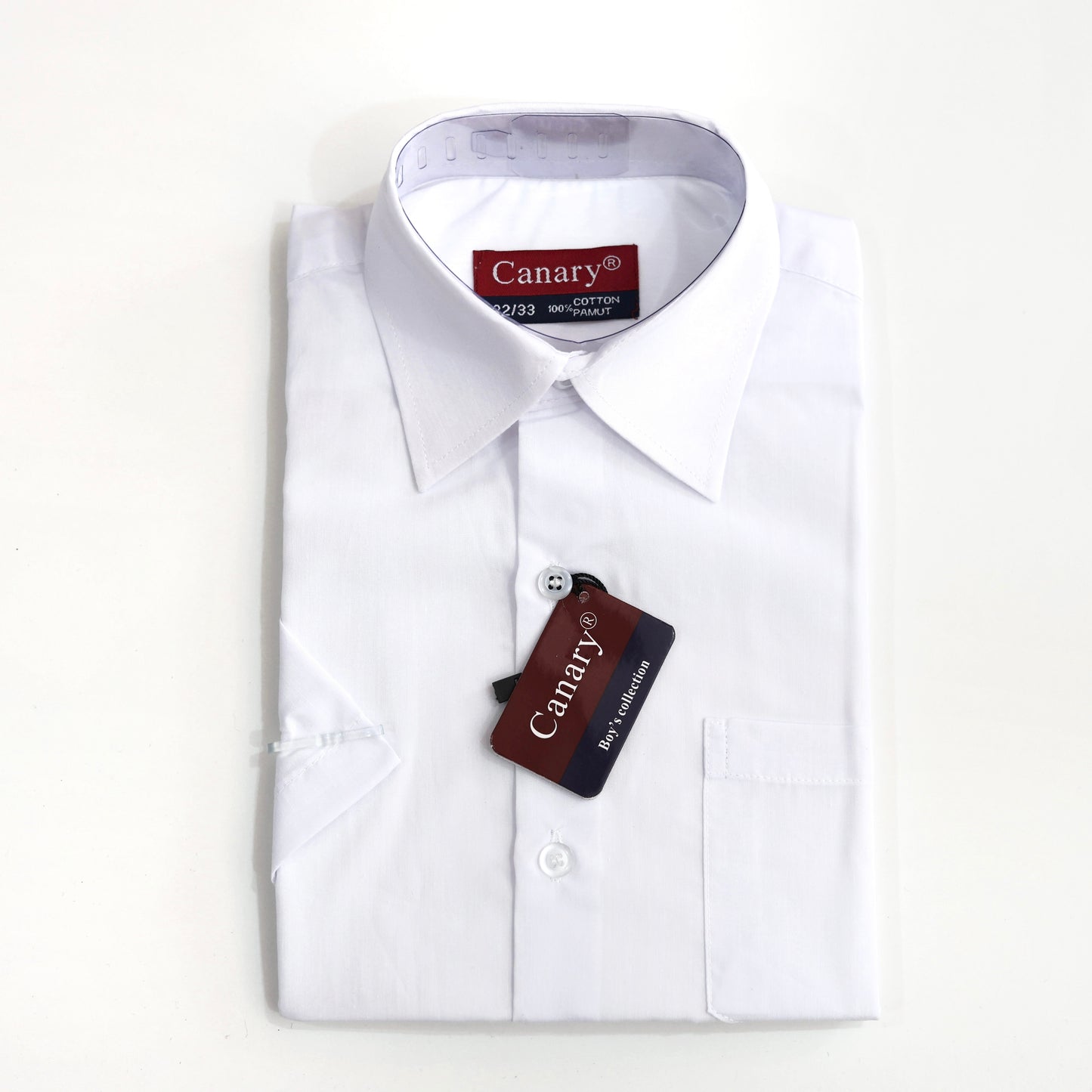 Klasszik szabású kid fiú fehér gyerek rövid ujjú ing, kedvező áron Canary shirt