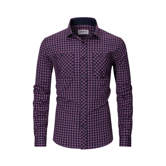 Canary rugalmas lila slim fit férfi ing – előlnézet