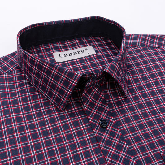 Canary kockás férfi ing – gallér és anyag részlet