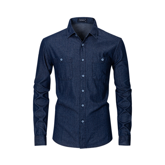 Ez egy hosszFekete hosszú ujjú férfi Farmer ing minden alkalmakra 