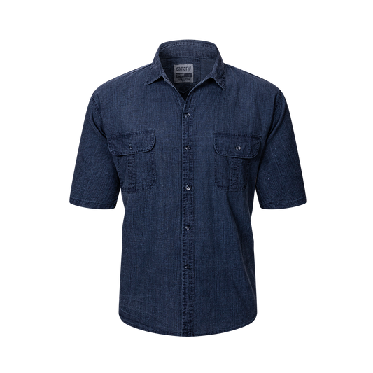 Sötét Kék lenvászon férfi ing nyári napokra