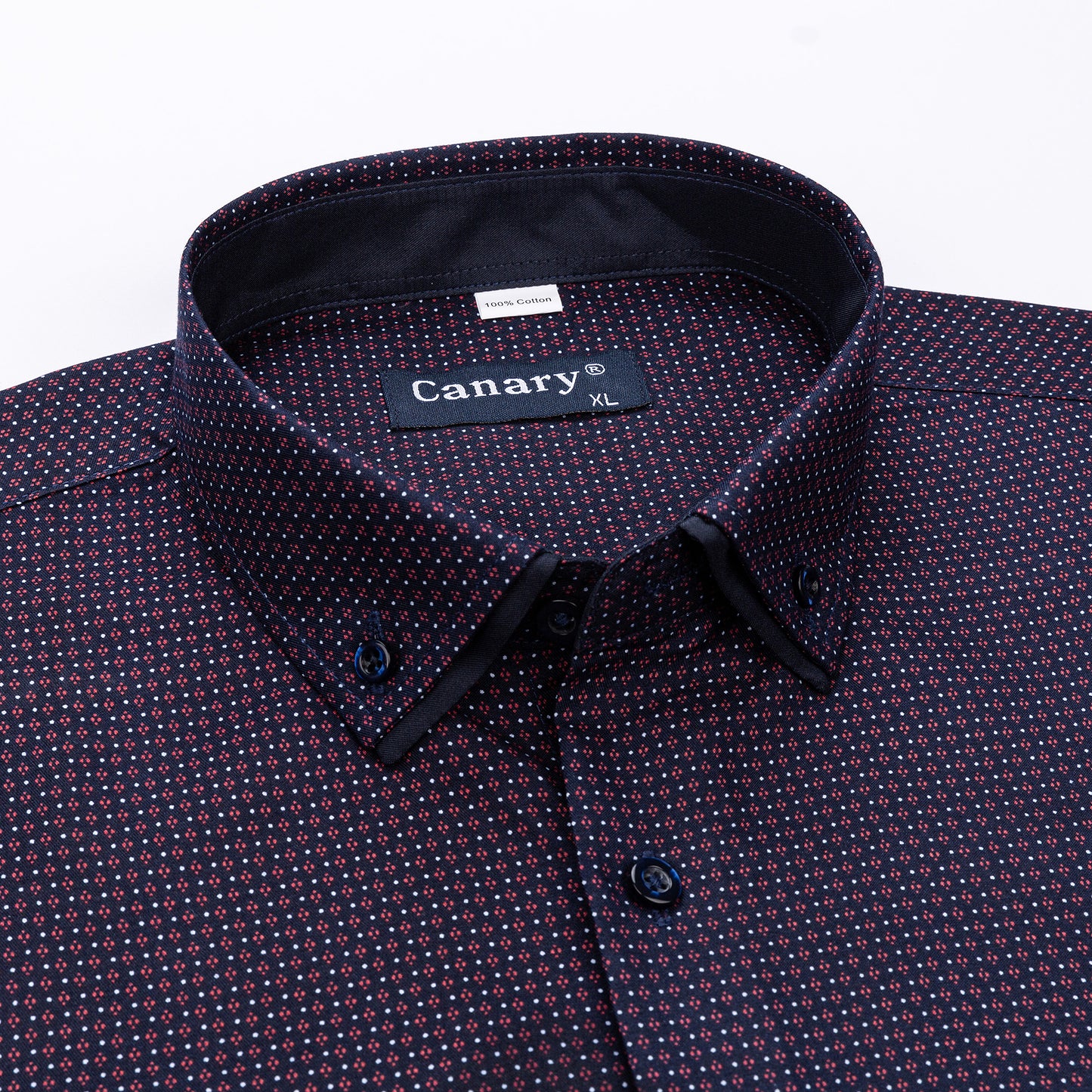 Sötétkék apró mintás slim fit férfi ing – Canary Shirt