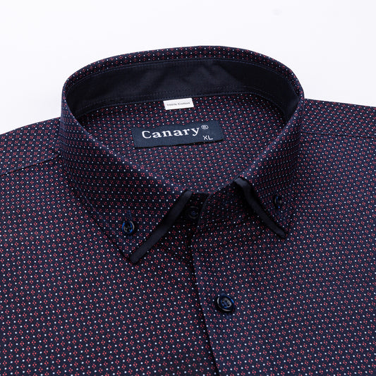 Sötétkék apró mintás slim fit férfi ing – Canary Shirt