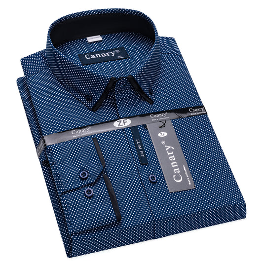 Kék pöttyös férfi ing slim fit kontraszt részlet