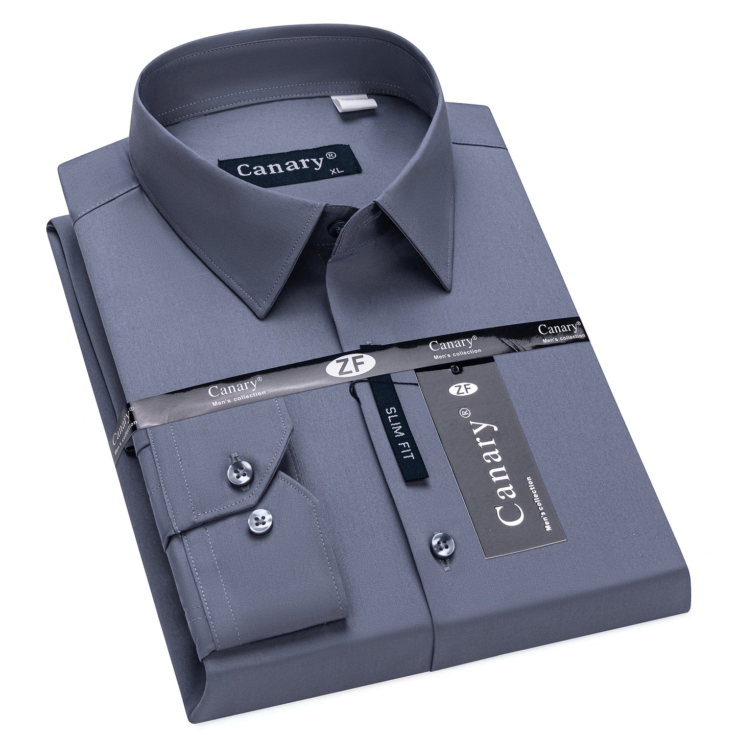 Rugalmas hosszú ujjú szürke karcsúsított férfi ing