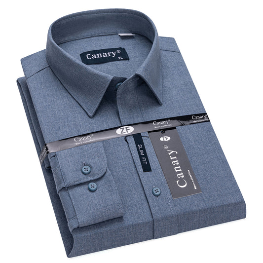 Szürke színű lenvászon hosszú ujjú  férfi slim fit ing, tökéletes irodai es casual osszeallitasokhoz