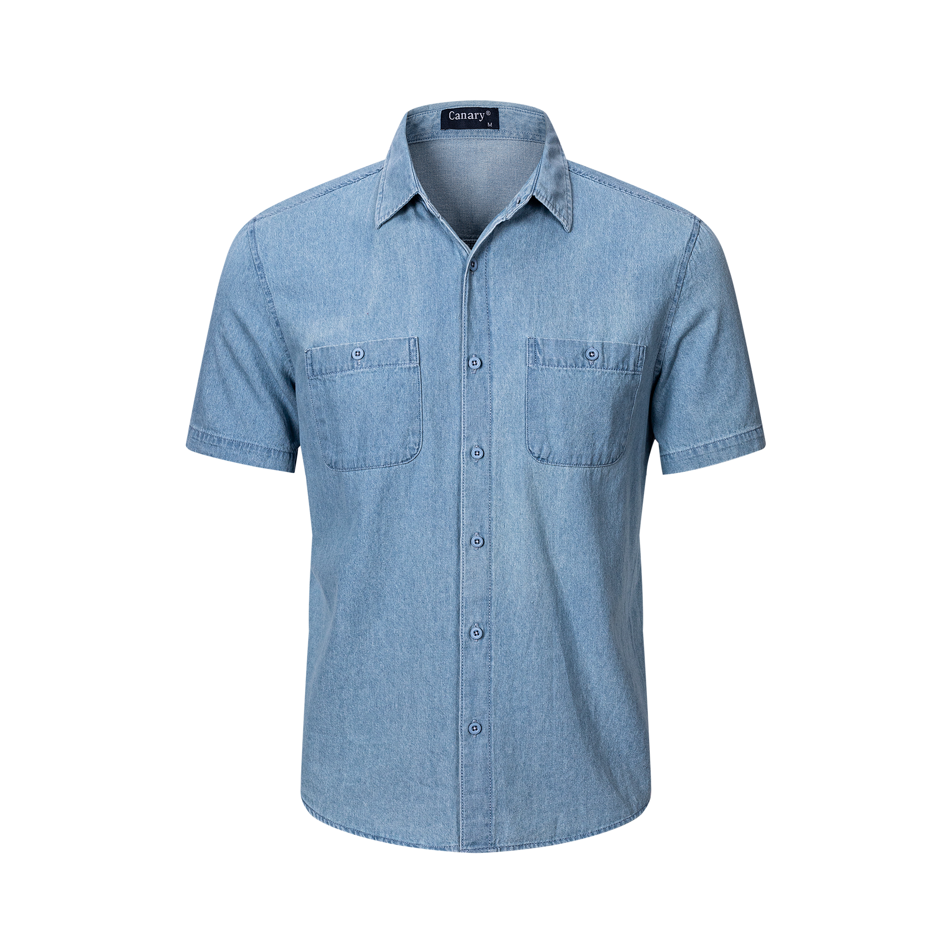 Világos kék rövid ujjú férfi farmer ing minden alkalmakra