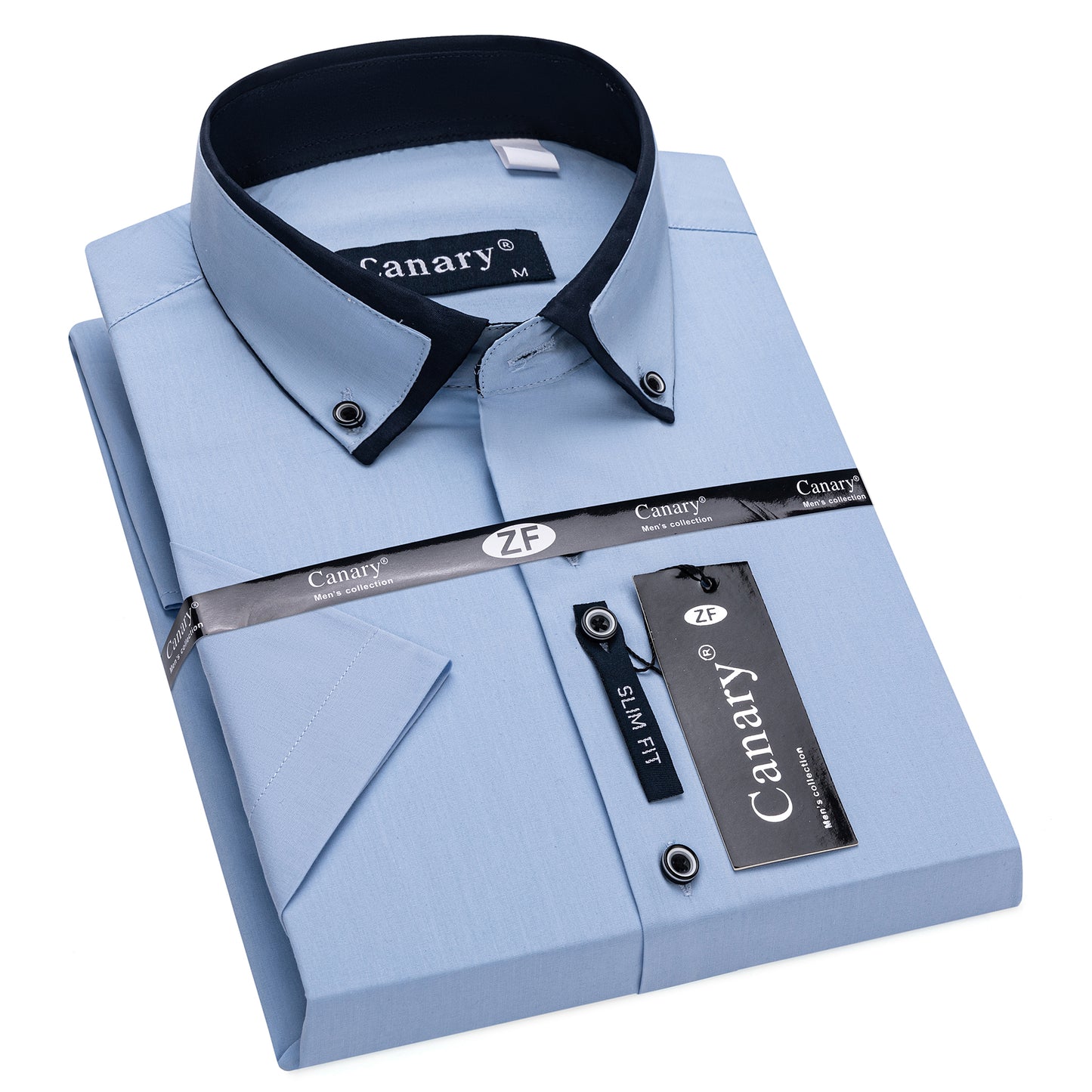 Rövid ujjú világos kék férfi ing irodai vagy minden napi viselethez