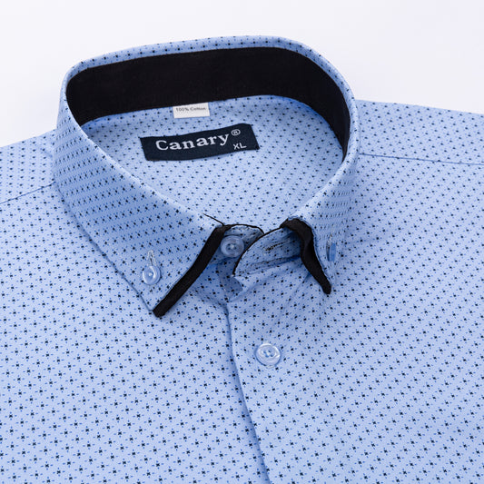 Világoskék mintás slim fit férfi ing – Canary Shirt